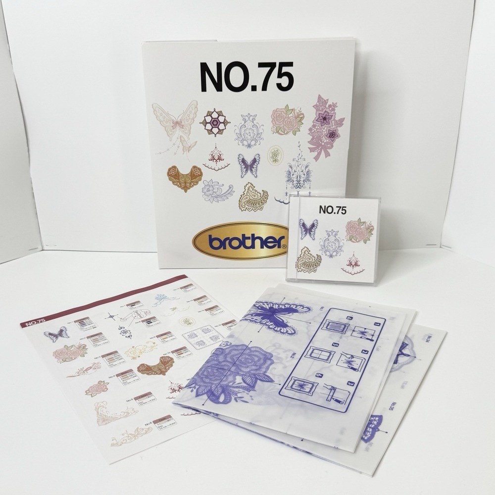 Brother Embroidery Design Card No. 75 Lace Floral Butterfly PES Complete